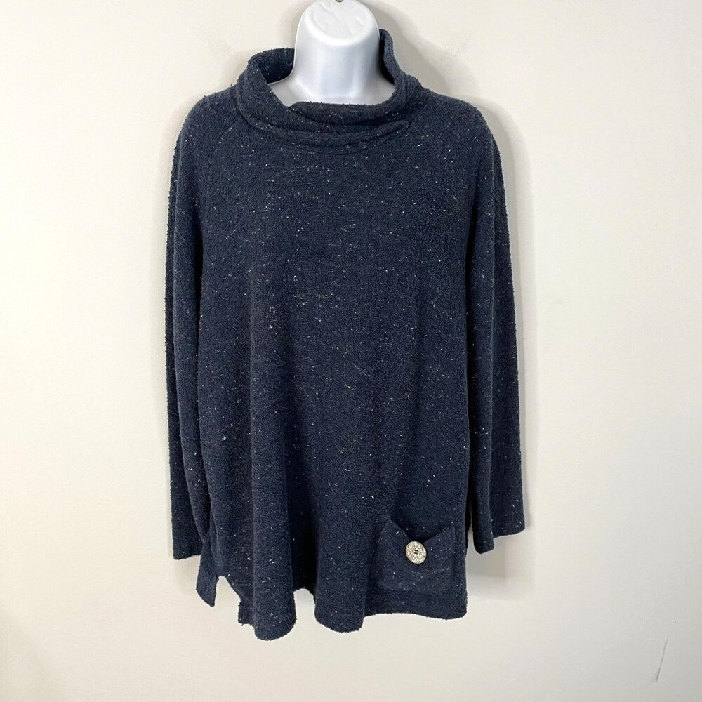 Coldwater‎ Creek Womens LAGENLOOK Funnel Neck Tunic Sweater Medium Cozy Artsy